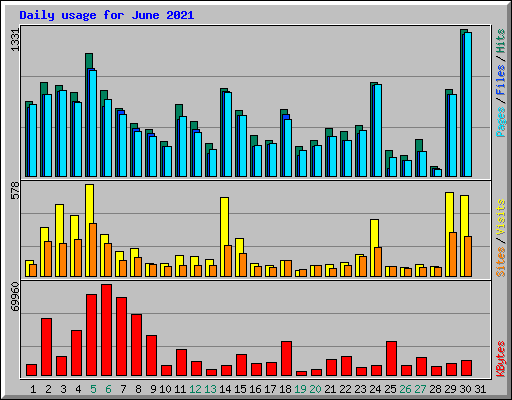 Daily usage for June 2021