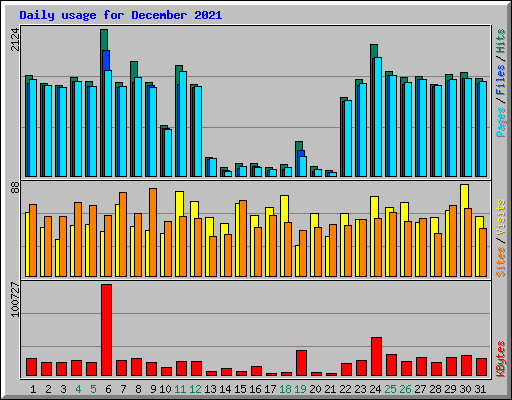 Daily usage for December 2021