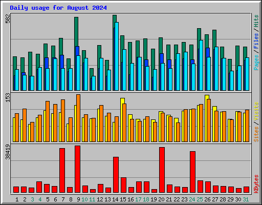 Daily usage for August 2024