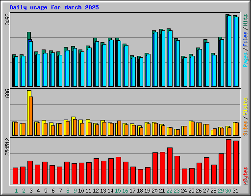 Daily usage for March 2025