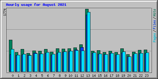 Hourly usage for August 2021